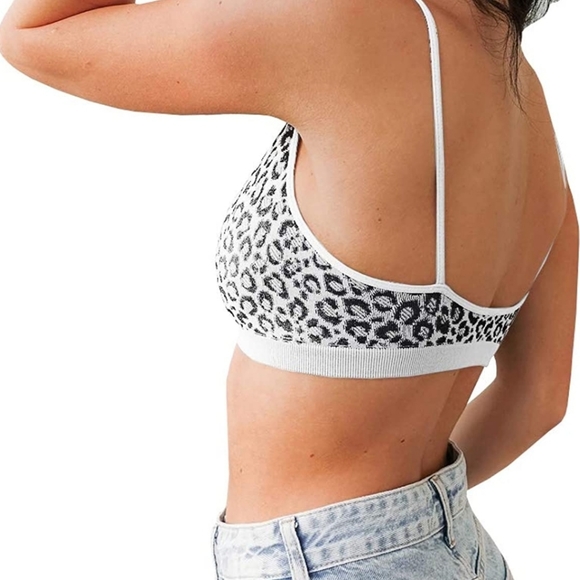 New Womens Leopard Printed Wire Free Bra - Picture 2 of 2